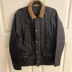 Barbour Navy Blue Quilted Corduroy Collar Jacket